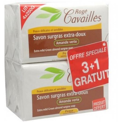 ROGE CAVAILLES Savon Surgras Extra-Doux Amande Verte 3+1 Gratuit