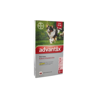 BAYER Advantix Chien Moyen 10 a 25kg 4x2.5ml