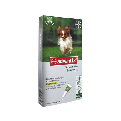 BAYER Advantix Très Petit Chien 1.5 a 4kg 4x0.4ml