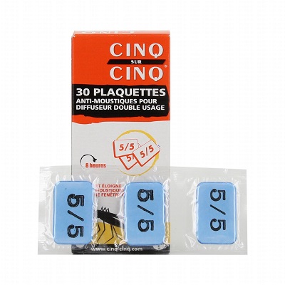 Cinq sur Cinq Recharge 30 plaquettes anti-moustiques pour diffuseur double usage