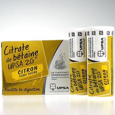 Citrate de bétaïne UPSA 2g Citron Sans sucre 20 cprs eff