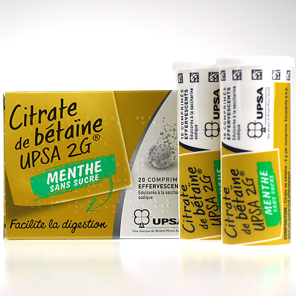 Citrate de bétaïne UPSA 2g Menthe Sans sucre 20 cprs eff