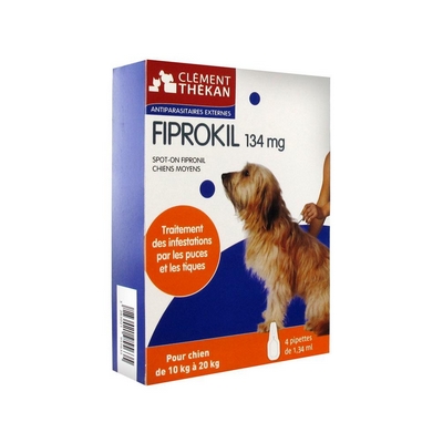 CLEMENT THEKAN Fiprokil Spot-On Fipronil Chiens Moyens 4x1.34ML