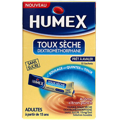 Humex Toux sèche dextrométhorphane Citron Punch 15 sachets