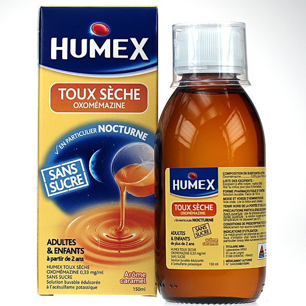 Humex Toux sèche Oxomémazine Caramel 150 ml