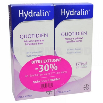 HYDRALIN Quotidien gel lavant 2x400ml