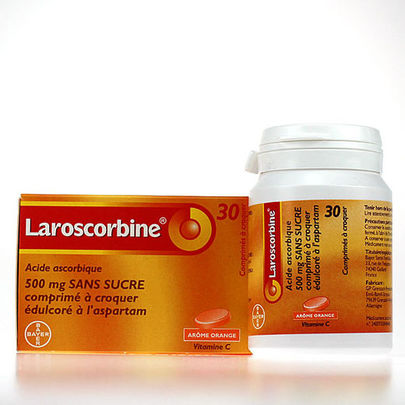 Laroscorbine 500mg sans sucre orange 30 cprs