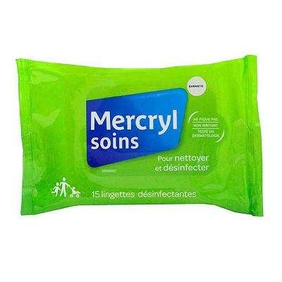 MercrylSoins 15 lingettes pour nettoyer et désinfecter