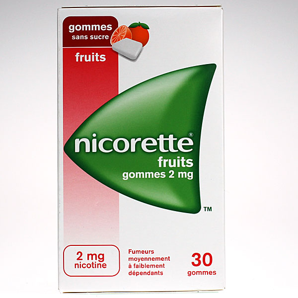 Nicorette Fruits Sans sucre 2 mg 30 gommes