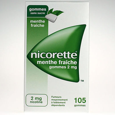 Nicorette Menthe fraîche Sans sucre 2 mg 105 gommes