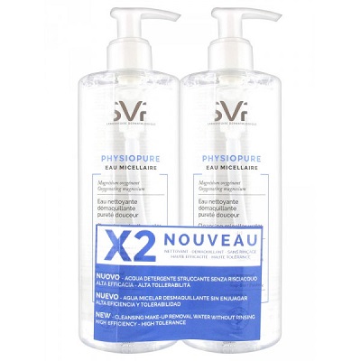 SVR Physiopure Eau Micellaire Nettoyante Démaquillante 2x400ml