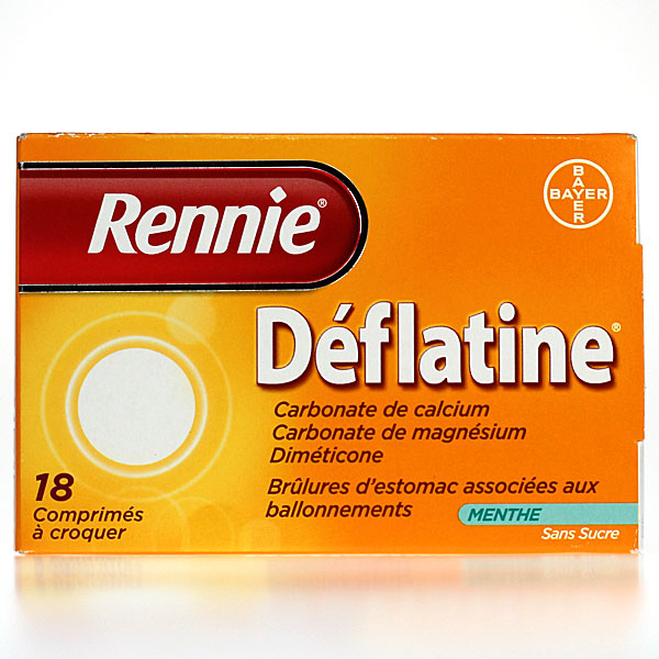 Rennie Déflatine Menthe Sans sucre 18 comprimés