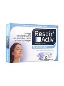 Respir'Activ Transparent 10 Bandelettes Nasales