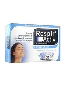 Respir'Activ Transparent 30 Bandelettes Nasales