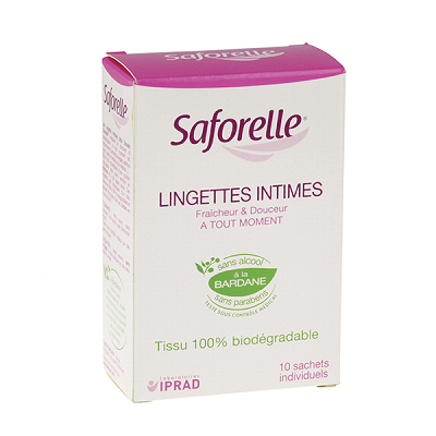 SAFORELLE 10 Lingettes intimes ultra douces en sachet individuel