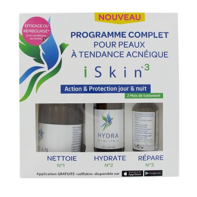 SINCLAIR iSkin3 Pack Complet 2 Mois Traitement Contre Acné Clean/Hydra/Repair