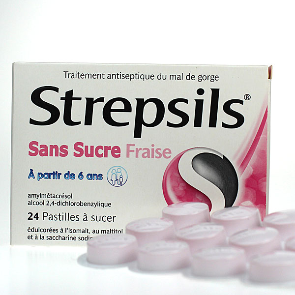 Strepsils Sans sucre Fraise 24 pastiles