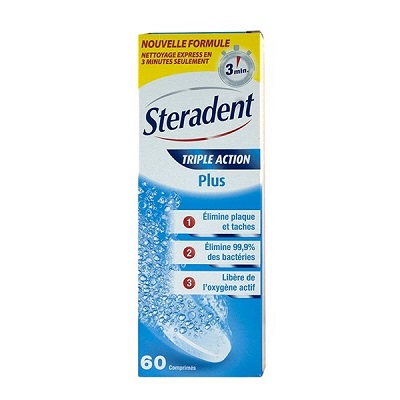 STERADENT Triple action plus 60 Comprimés