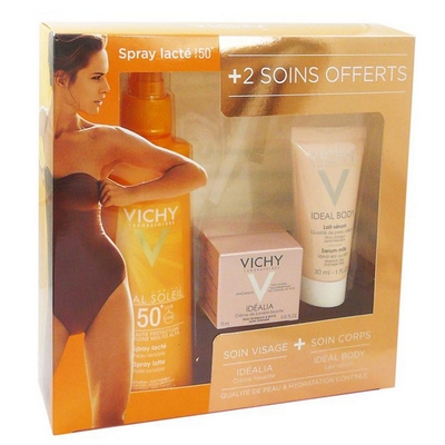 VICHY Coffret Spray Lacté SPF50 + Soin Visage + Soin Corps