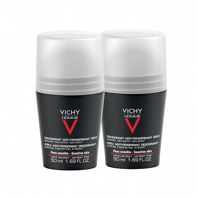 VICHY HOMME Déodorant Bille Anti-Transpirant 72H 2x50 mL